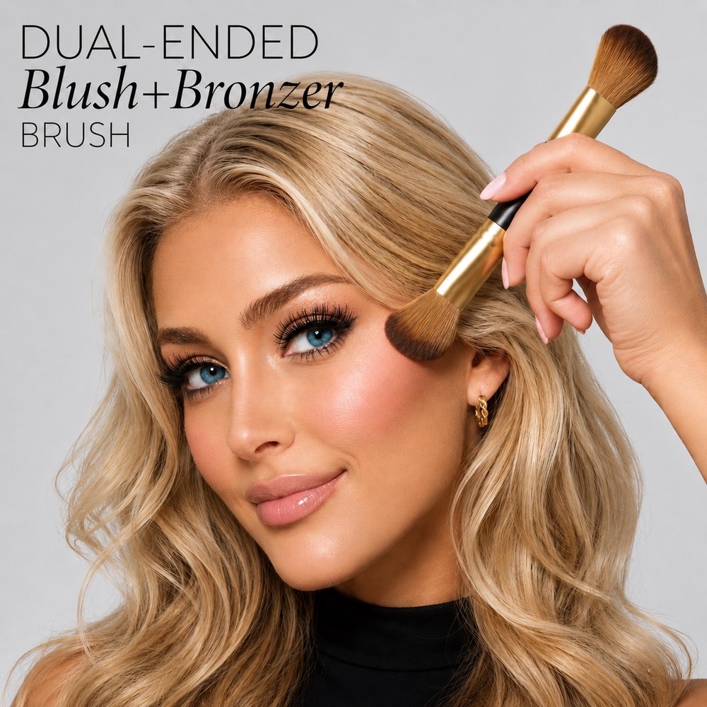 Laura Geller Dual-Ended Blush & Bronzer Brush Pinceau Synthetic Bristles NEW
